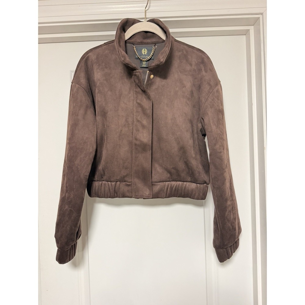House of Harlow 1960 women's moto jacket, cropped fit and Faux suede, Medium